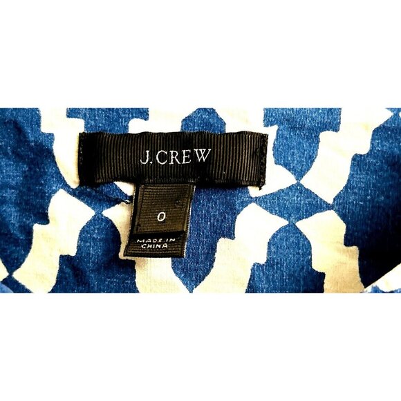 J.CREW The Indigo Tunic A-Line Top in Blue White Geometric Print Size XSmall/0 - Picture 4 of 8